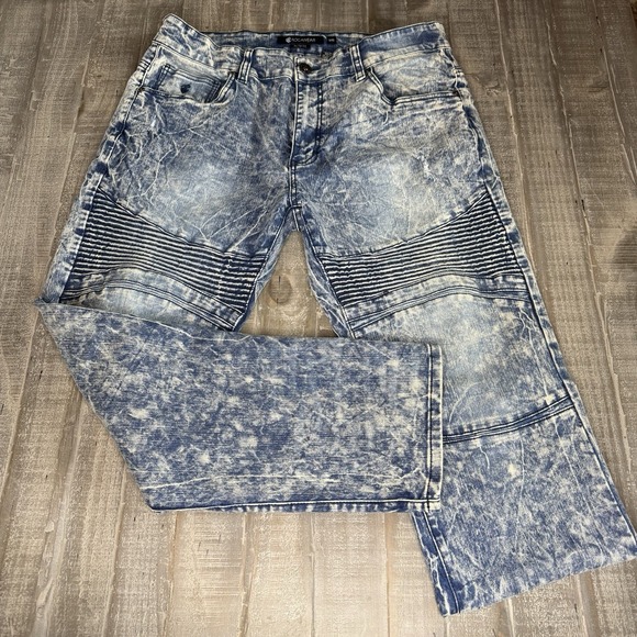 Rocawear Slim Fit Jeans Mens Size 40 Acid Wash Moto Hip Hop EUC - Picture 1 of 14